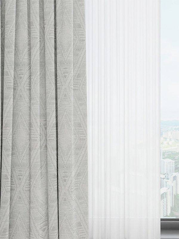 Diamond square interwoven striped polyester curtain fabric